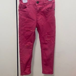 Toddler distressed pink denim jeans w/ adjustable waist
